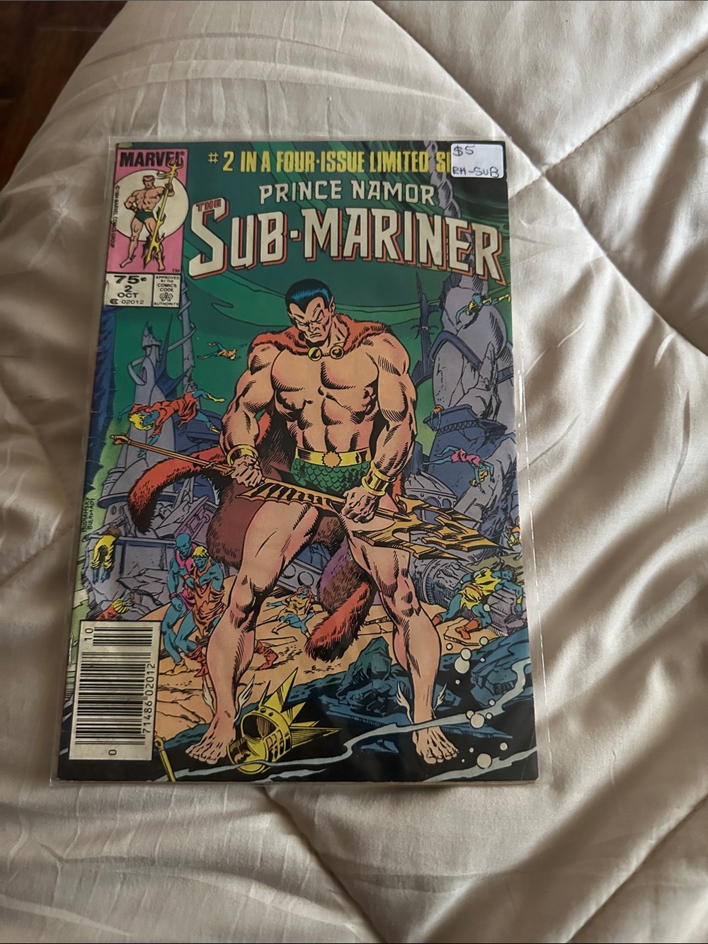Marvel Sub-Mariner Comic Cover — Green, Blue & Pink Accents